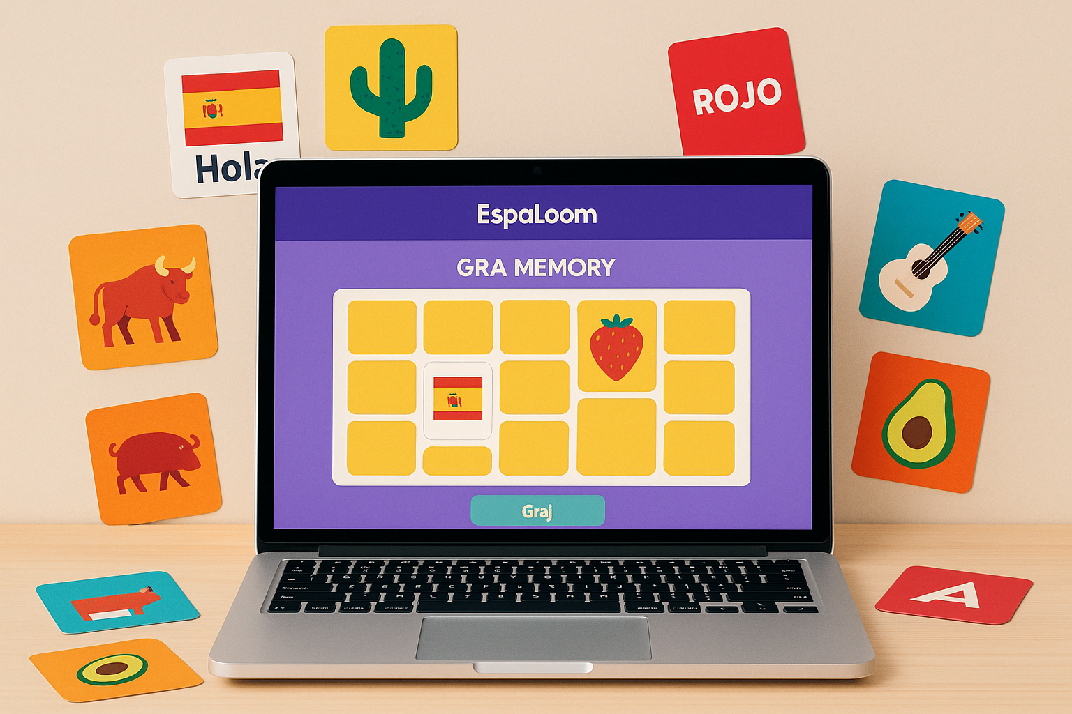 gry do nauki hiszpańskiego online – gra memory EspaLoom